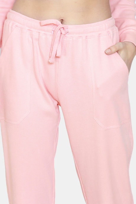 Zivame Cozy Ribbed Viscose Blend Waffle Loungewear Set - Pale Blush — image 6